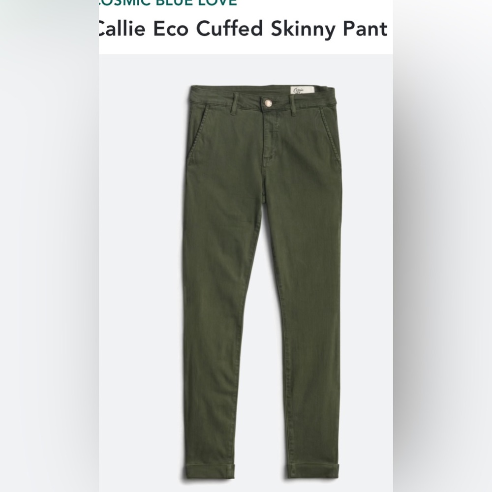 Cosmic Blue Love olive skinny pant NWT